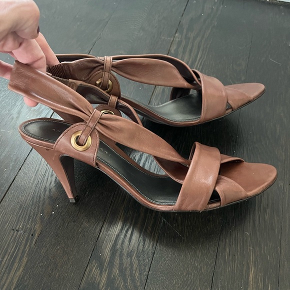 Antonio Melani Brown Leather Heeled Sandal- 9.5 - Picture 2 of 7